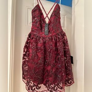 Lulus NWT skater lace dress with sequin detail
